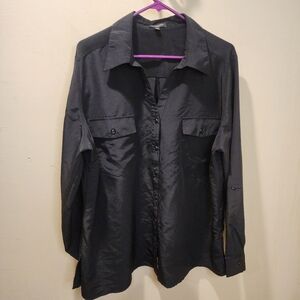 NOTATIONS Women's Black Plus Size Button Down Long Sleeves Shirt Size 3X
